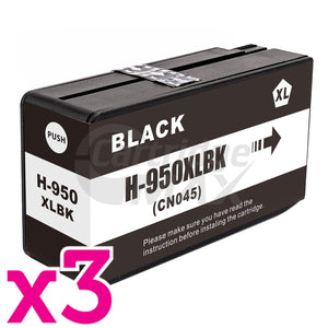 3 x HP 950XL Generic Black High Yield Inkjet Cartridge CN045AA - 2,300 Pages