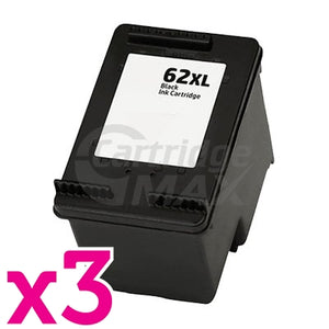 3 x HP 62XL Generic Black High Yield Inkjet Cartridge C2P05AA - 600 Pages