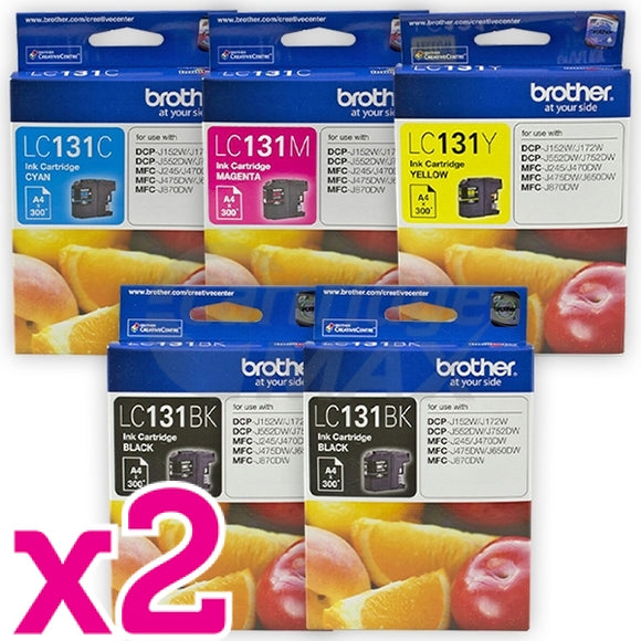 10-Pack Original Brother LC-131 Ink Cartridge Combo [4BK+2C+2M+2Y]