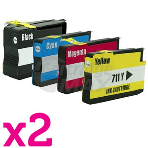 8 Pack HP 711 Generic Inkjet Cartridges [2BK,2C,2M,2Y]