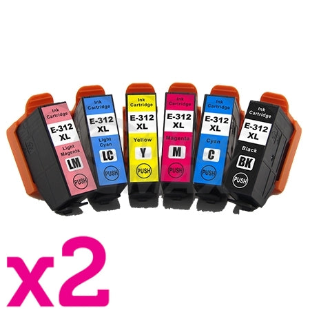 12 Pack Epson 312XL Generic High Yield Inkjet Cartridge Combo [2BK,2C,2M,2Y,2LC,2LM]