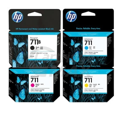 12 Pack HP 711 Original Inkjet Cartridges 3WX01A / CZ133A, CZ134A - CZ136A [3BK,3C,3M,3Y]