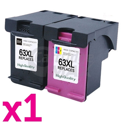 2 Pack HP 63XL Generic High Yield Inkjet Cartridges F6U64AA + F6U63AA [1BK,1CL]