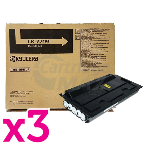 3 x Original Kyocera TK-7209 Black Toner TASKalfa 3510I - 35,000 Pages