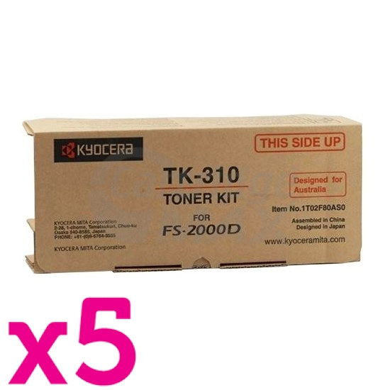 5 x Original Kyocera TK-310 Black Toner Cartridge  FS-2000D, FS-3900DN, FS-4000DN