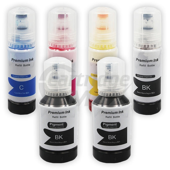 6-Pack Epson T512 Generic Ink Bottle Combo [2BK,1PBK,1C,1M,1Y]