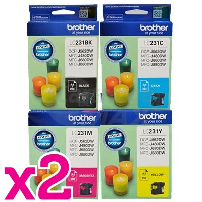 8-Pack Brother LC-231 Original Ink Combo [2BK,2C,2M,2Y]
