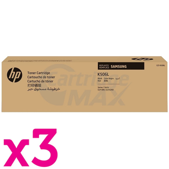 3 x Original Samsung CLP-680, CLX-6260 [CLT-K506L K506L] Black Toner Cartridge SU173A
