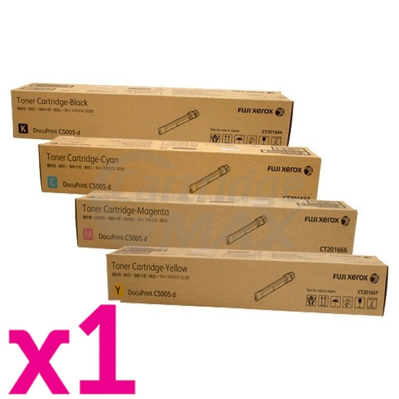 4 Pack Fuji Xerox Docuprint C5005D Original Toner Cartridges (CT201664-CT201667)