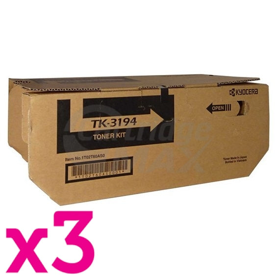 3 x Original Kyocera TK-3194 Black Toner Kit P3055DN, P3060DN