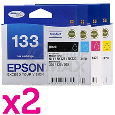 8 Pack Original Epson 133 T1331-1334 Ink Cartridge Set [2BK+2C+2M+2Y]