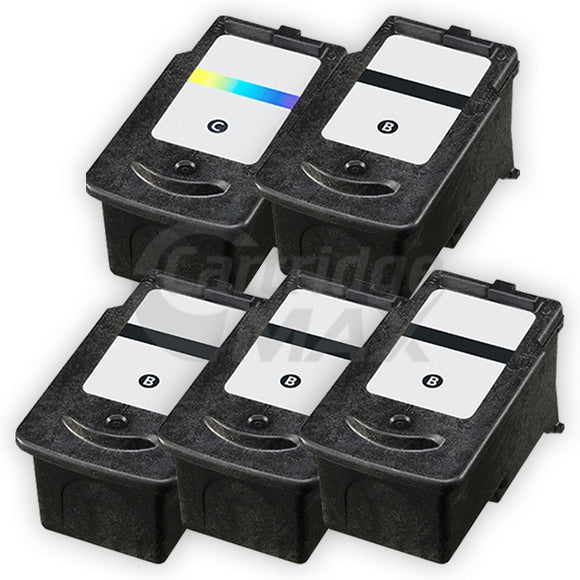 5-Pack Canon PG-640XL, CL-641XL Generic High Yield Ink Cartridge [4Black + 1Colour]