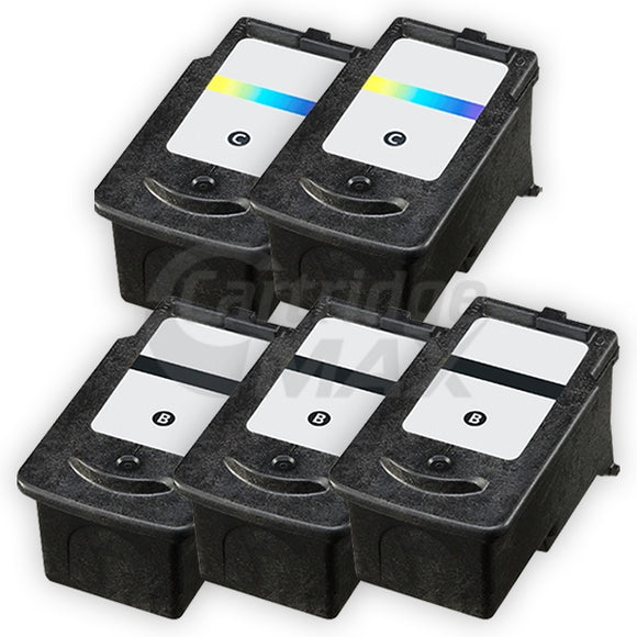 5-Pack Canon PG-640XL, CL-641XL Generic High Yield Ink Cartridge [3Black + 2Colour]