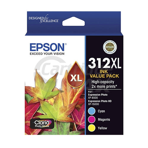 Epson 312XL (C13T183B92) Original High Yield Inkjet Cartridge CMY Colour Pack [1C,1M,1Y]