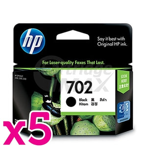 5 x HP 702 Original Black Inkjet Cartridge CC660AA