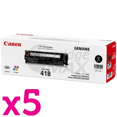 5 x Original Canon CART-418BK Black Toner Cartridge