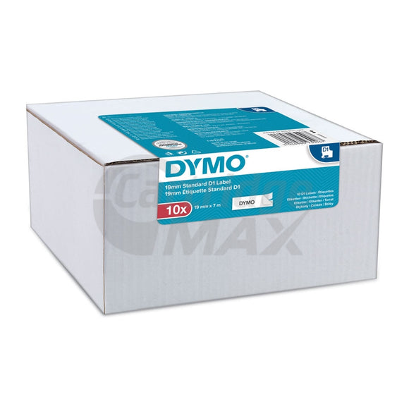 10 Rolls of Dymo SD45013/ S0720530 Original 12mm Black Text on White Label Cassette - 7 meters (2093097)