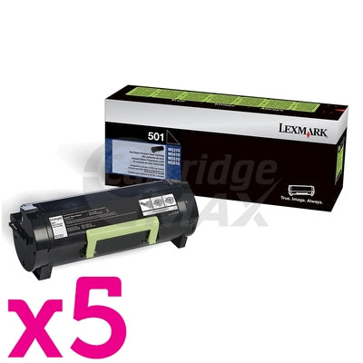 5 x Lexmark 503H (50F3H00) Original MS310 / MS312 / MS410 / MS415/ MS510 / MS610 High Yield Toner Cartridge