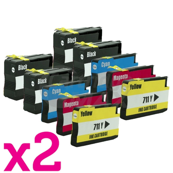 10 Pack HP 711 Generic Inkjet Cartridges [4BK,2C,2M,2Y]