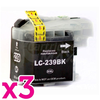 3 x Brother LC-239XLBK High Yield Black Generic Ink Cartridge