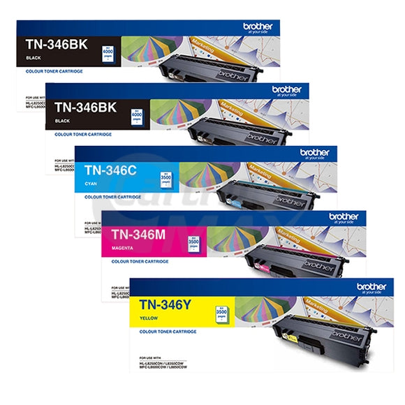 5-Pack Original Brother TN-346 High Yield Toner Combo [2BK,1C,1M,1Y]