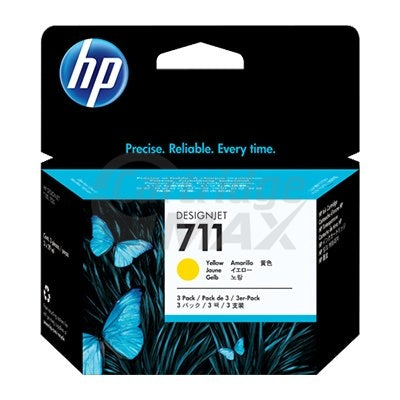 HP 711 Original [Tri Pack] Yellow Inkjet Cartridge CZ136A 29ml each