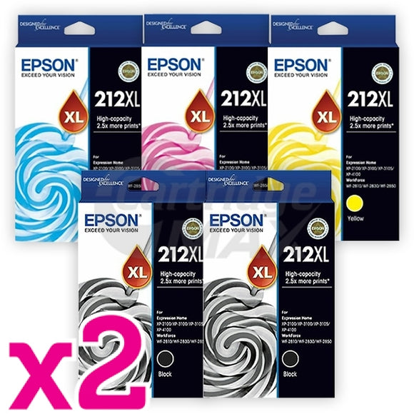 10 Pack Original Epson 212XL (C13T02X192-C13T02X492) High Yield Ink Cartridges Combo [4BK,2C,2M,2Y]