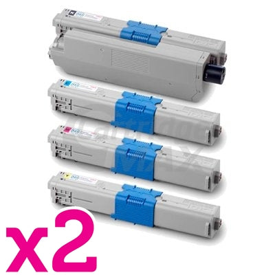 2 Sets of 4 Pack Generic OKI C510,C530,MC561 Toner Cartridges (44469806-44469727)