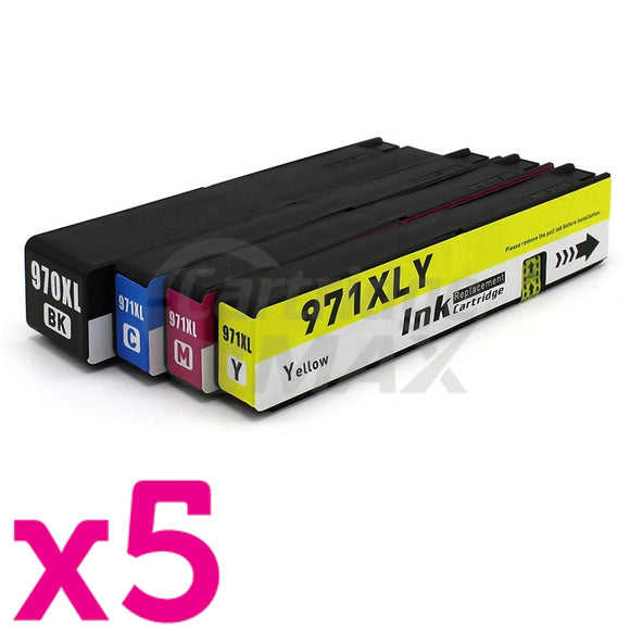 5 sets of 4 Pack HP 970XL + 971XL Generic High Yield Inkjet Cartridges CN625AA-CN628AA [5BK,5C,5M,5Y]