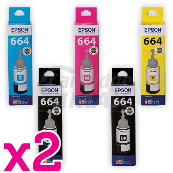 10-Pack Original Epson T664 EcoTank Ink Bottles [4BK+2C+2M+2Y]