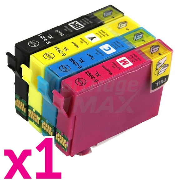 4 Pack Epson 29XL (C13T29914010-C13T29944010) Generic High Yield Ink Cartridges [BK, C, M, Y]