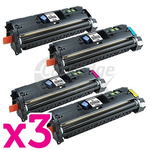 3 sets of 4 Pack HP Q3960A-Q3963A (122A) Generic Toner Cartridges [3BK,3C,3M,3Y]
