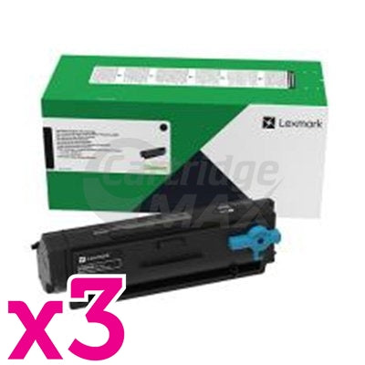 3 x Lexmark 55B6H00 Original MS331 / MS431 / MX431 Black High Yield Toner Cartridge