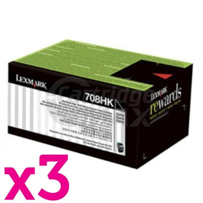 3 x Lexmark (70C8HK0) Original CS310 / CS410 / CS510 Black High Yield Toner Cartridge
