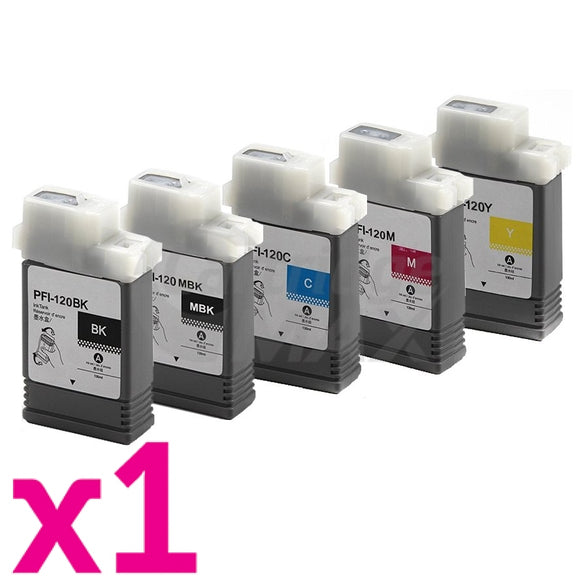 5 Pack Generic Canon PFI-120 Ink Cartridge Combo [BK+MBK+C+M+Y]