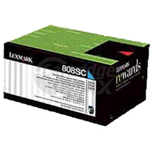 1 x Lexmark (80C8SC0) Original CX310 / CX410 / CX510 Cyan Standard Toner Cartridge