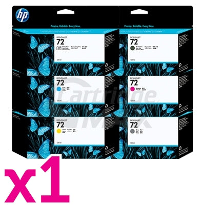 6 Pack HP 72B / 72 Original Inkjet Cartridges 3WX06A - 3WX08A, C9371A - C9373A [1MBK,1PBK,1C,1M,1Y,1GY]