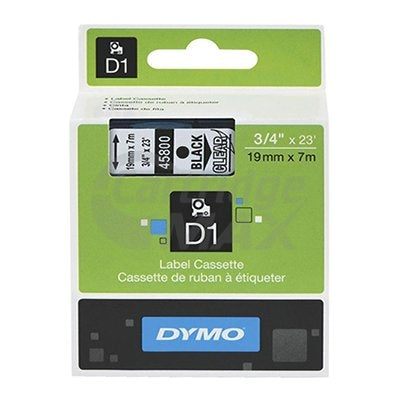 Dymo SD45800 / S0720820 Original 19mm Black Text on Clear Label Cassette - 7 meters