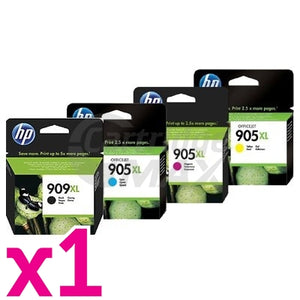 4 Pack HP 909XL BK & 905XL C,M,Y Original High Yield Inkjet Combo T6M21AA, T6M05AA, T6M09AA, T6M13AA [1BK,1C,1M,1Y]