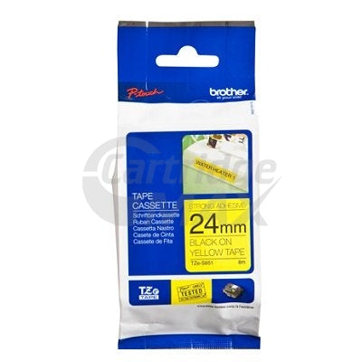 Brother TZe-S651 Original 24mm Black Text on Yellow Strong Adhesive Laminated Tape - 8 metres