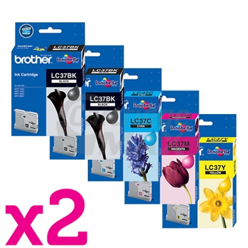 10 Pack Original Brother LC-37 Ink Combo [4BK+2C+2M+2Y]