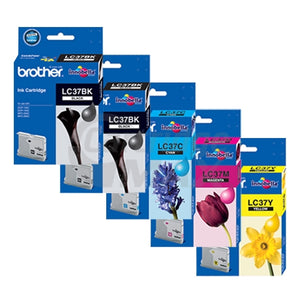 5 Pack Original Brother LC-37 Ink Combo [2BK+C+M+Y]