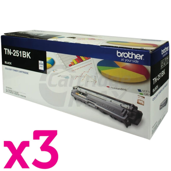 3 x Brother TN-251BK Original Black Toner Cartridge