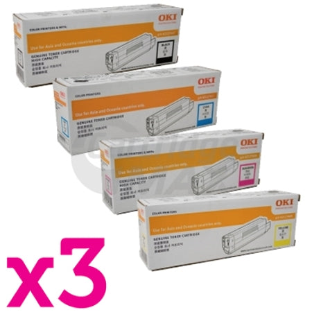 3 Sets of 4 Pack OKI C612 Original Toner Combo (46507512-46507509)