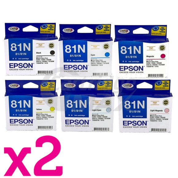 12 Pack Original Epson 81N HY Ink Cartridges [2BK,2C,2M,2Y,2LC,2LM]