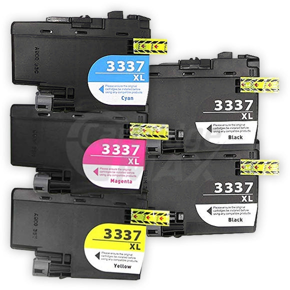 5 Pack Brother LC-3337 Generic High Yield Ink Cartridge Combo [2BK, 1C, 1M, 1Y]