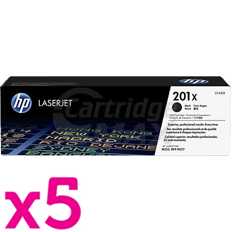 5 x HP CF400X (201X) Original Black Toner Cartridge - 2,800 Pages