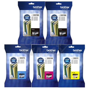 5 Pack Brother LC-3337 Original High Yield Ink Cartridge Combo [2BK, 1C, 1M, 1Y]