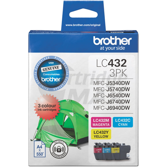 Brother LC-432-3PKS Original Ink Cartridges Colour Pack [1C, 1M, 1Y]