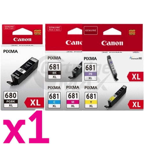 6 Pack Canon PGI-680XL CLI-681XL High Yield Original Inkjet Cartridges Combo [1BK,1PBK,1C,1M,1Y,1PB]